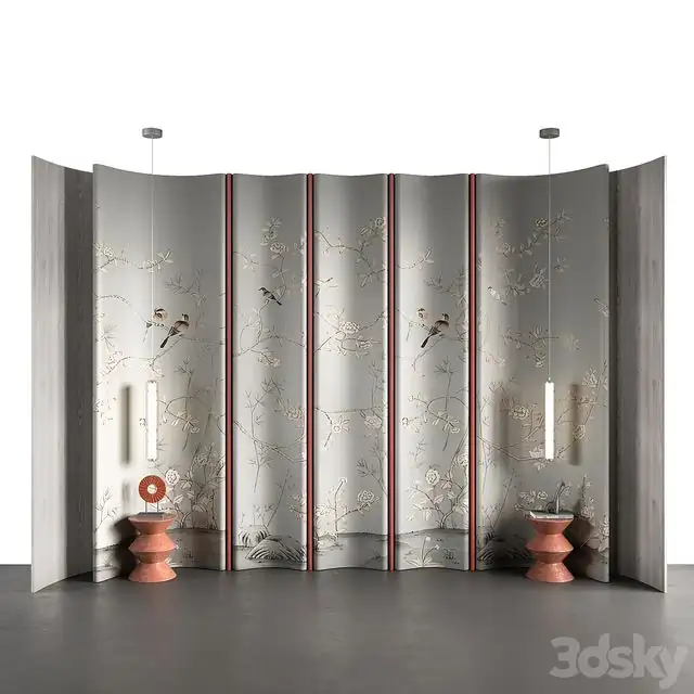 Bedroom headboard in japanese style 