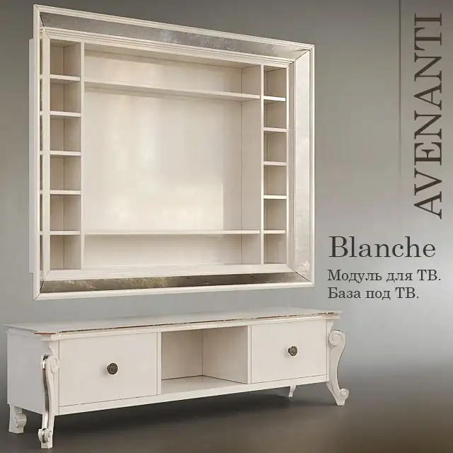 Blanche Avenanti. Hinged module and cabinet for TV 
