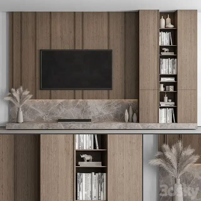 TV Wall Stone and Wood – Set 53 