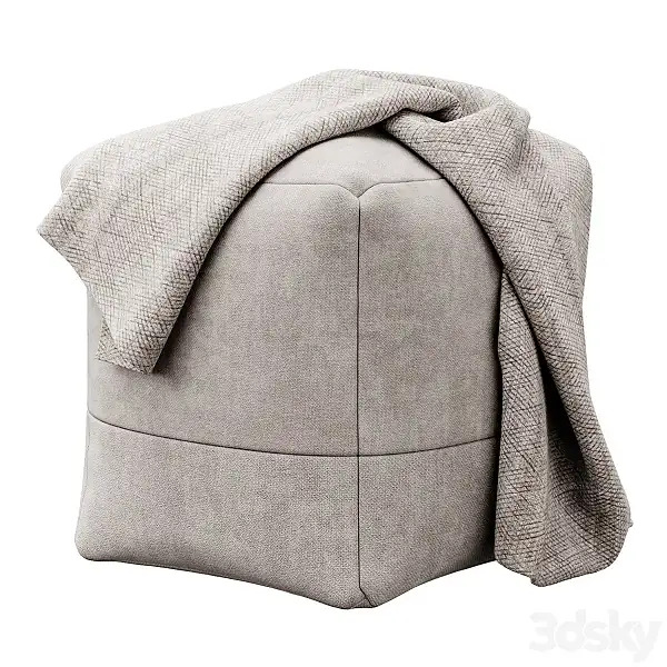 Cotton Canvas Square Pouf 