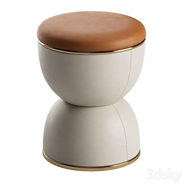 Hourglass Shaped Leather Pouffe Cesare 