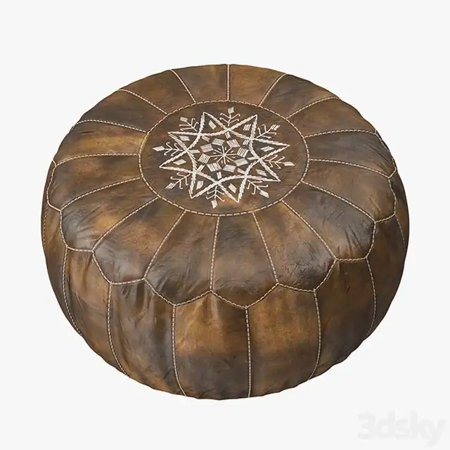 Moroccan Leather Pouf 