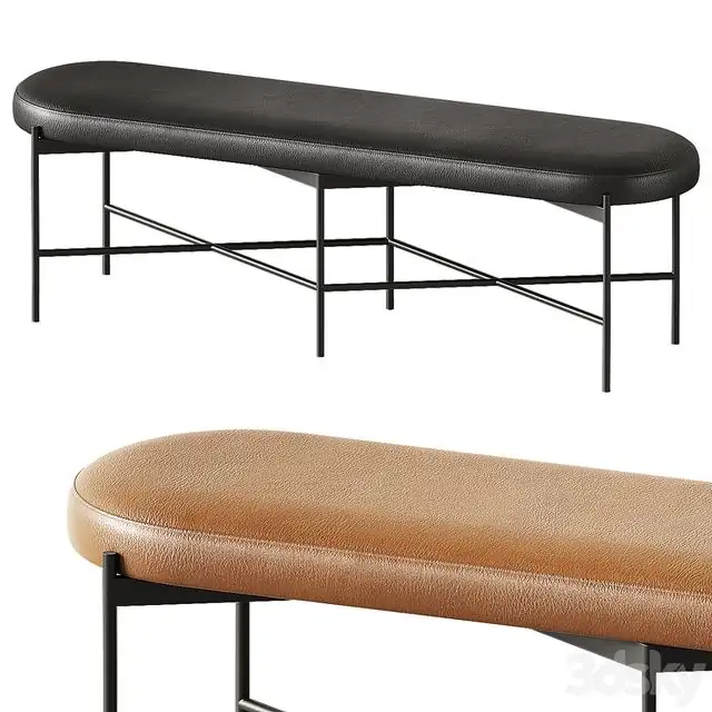 Pottery Barn Maison Leather Backless Bench 