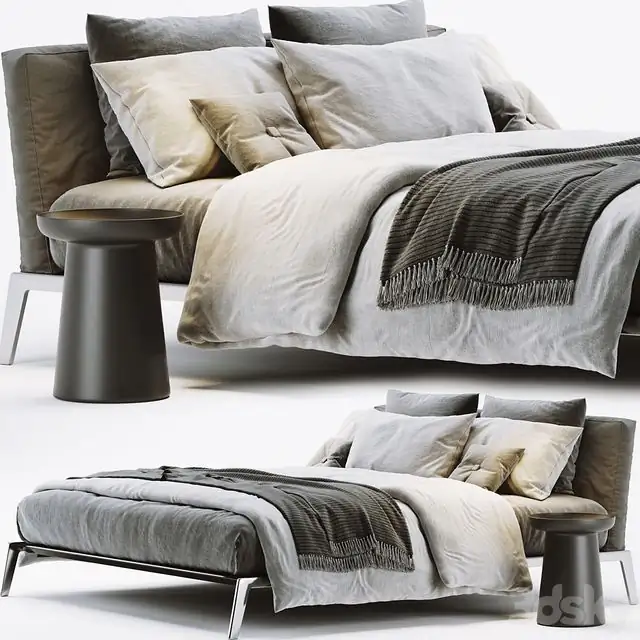 Flexform Lifesteel Bed (with decor) 
