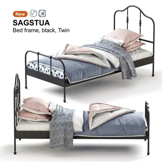 IKEA SAGSTUA Bed (black, twin) 