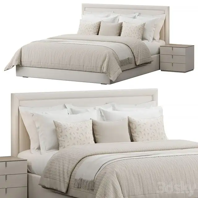 Rectangular Upholstered Headboard Bed 