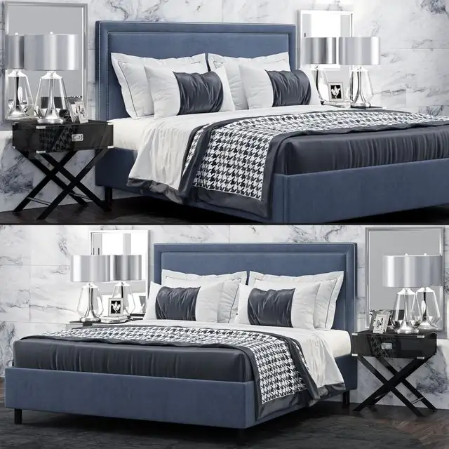 TOV Furniture Reed Navy Velvet Tufted 