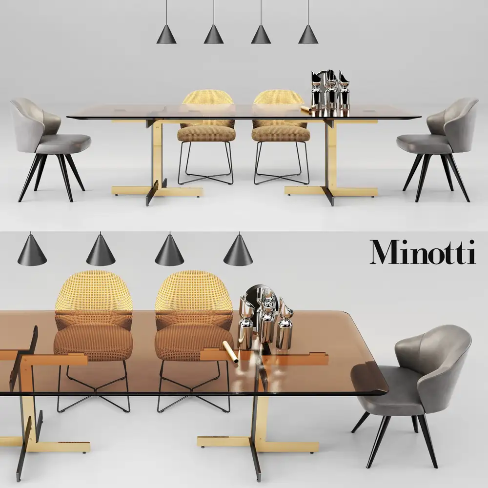 Minotti Catlin Dining Table and Leslie Dining Chairs 