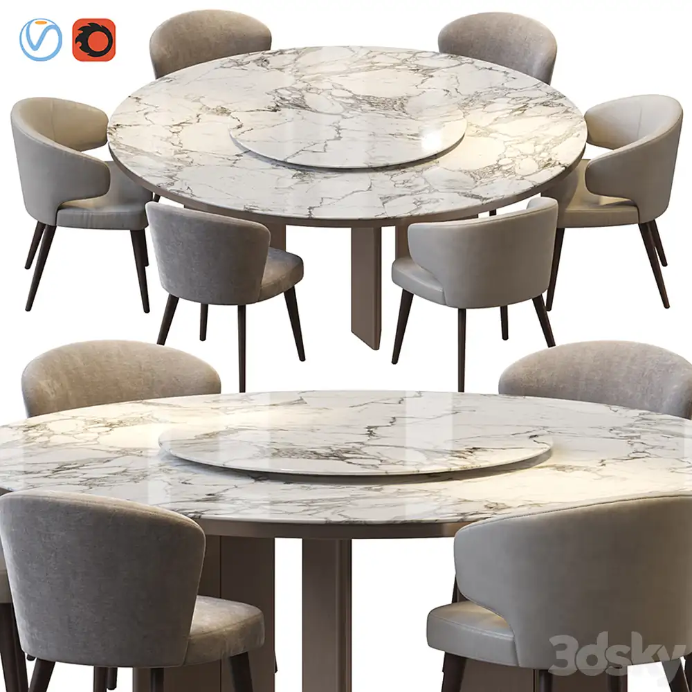 MORGAN MARBLE TABLE AND ASTON DINING CHAIR 