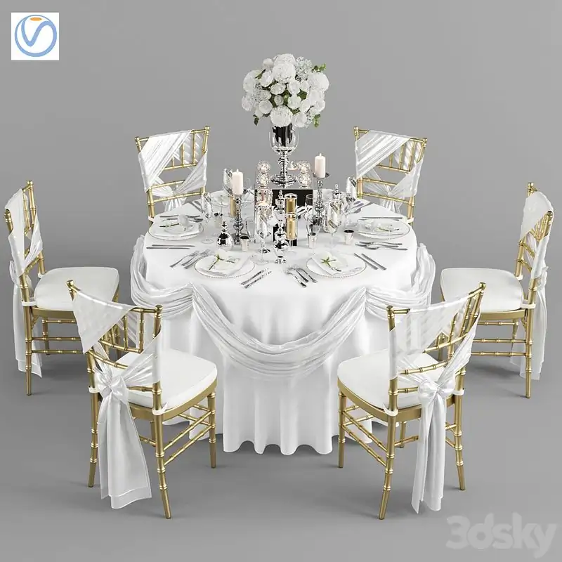 Wedding table for 6 persons 2 Vray 