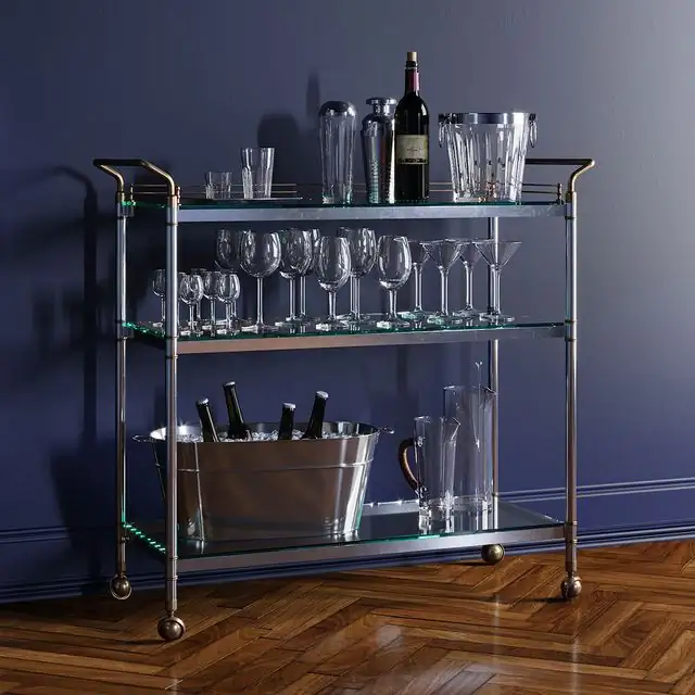 Service table with wine 