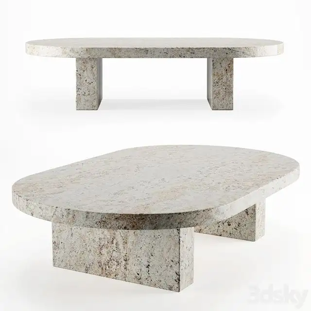 Vintage travertine oval coffee table 