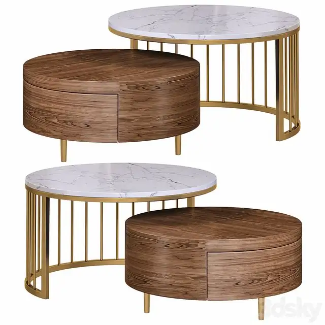 Whitewalnut round nesting coffee table by homary 