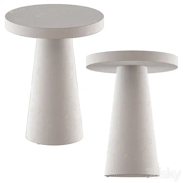 Willy White Plaster Pedestal Side Table 