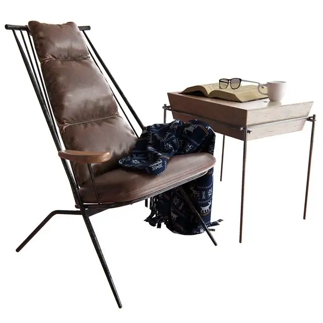 Dialma Brown Armchairs DB004028 and Side Table DB004555 