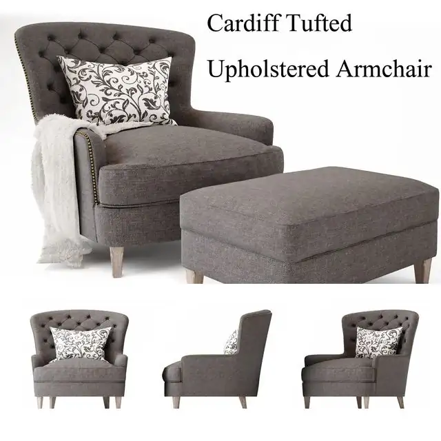 Cardiff Tufted Upholstered Armchair, Melford Royal Vintage 