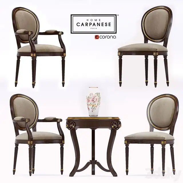 Coffee table with Carpanese armchairs 