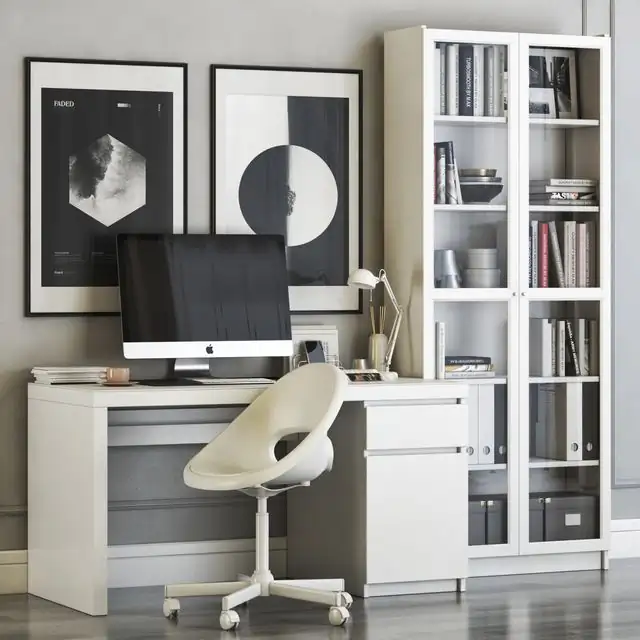 IKEA_MALM_workplace_with_LOBERGET_chair_and_BILLY_OXBERG_bookcase 