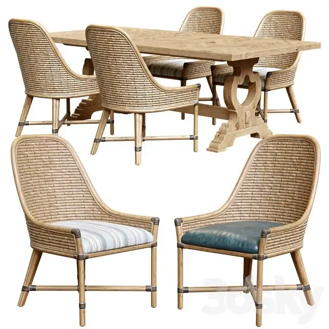 Keeling_woven_side_chair_and_farmington_rectangular_dinning_table 