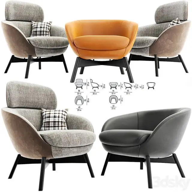 Minotti Russell Arm Chair Set 