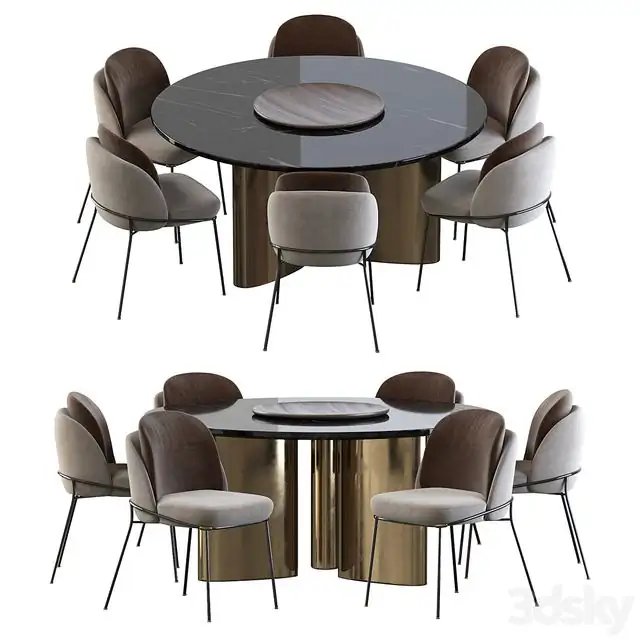 Modern Baron Sea Foam Dining Chair and Round table 