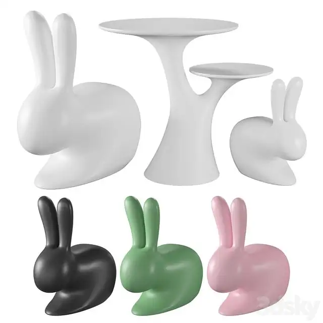 Qeeboo Rabbit Chair and Rabbit Tree 