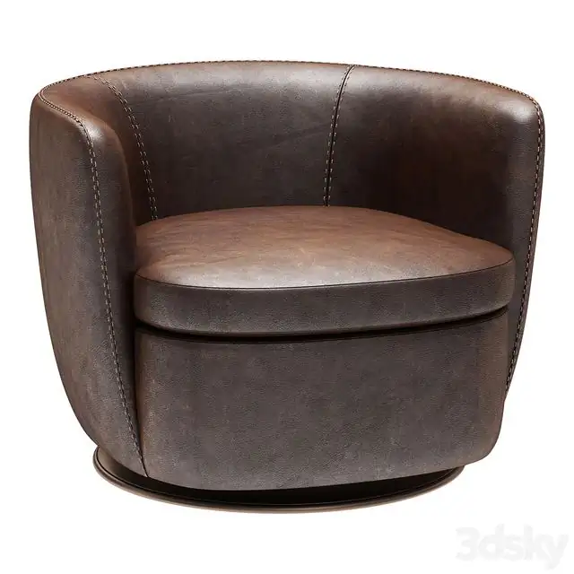 Restoration Hardware Klein Leather Swivel Chair 