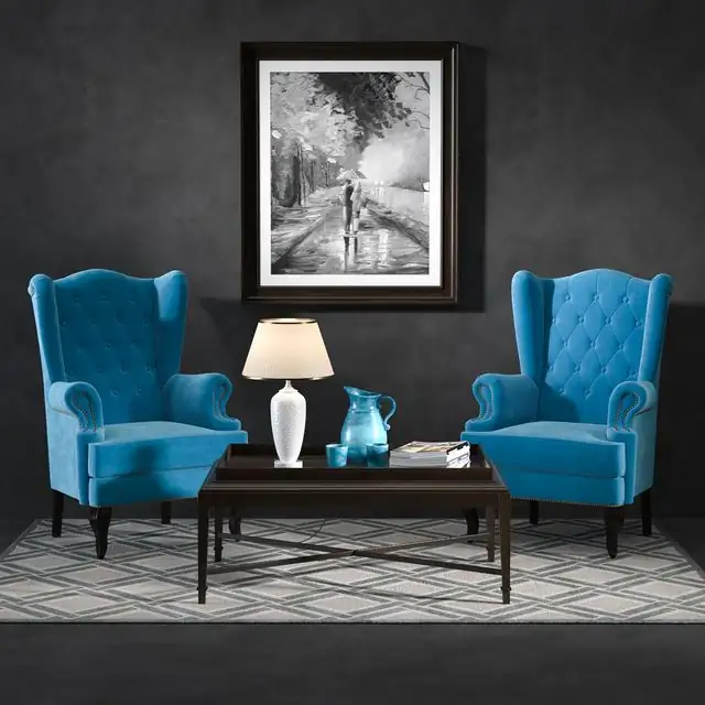 Set of furniture, armchair fabric carpet picture journal 