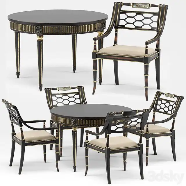 Sophy’s Regency Armchair, Gustavian Round Dining Table 