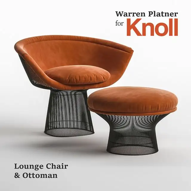 Warren Platner Lounge Chair & Ottoman for Knoll 
