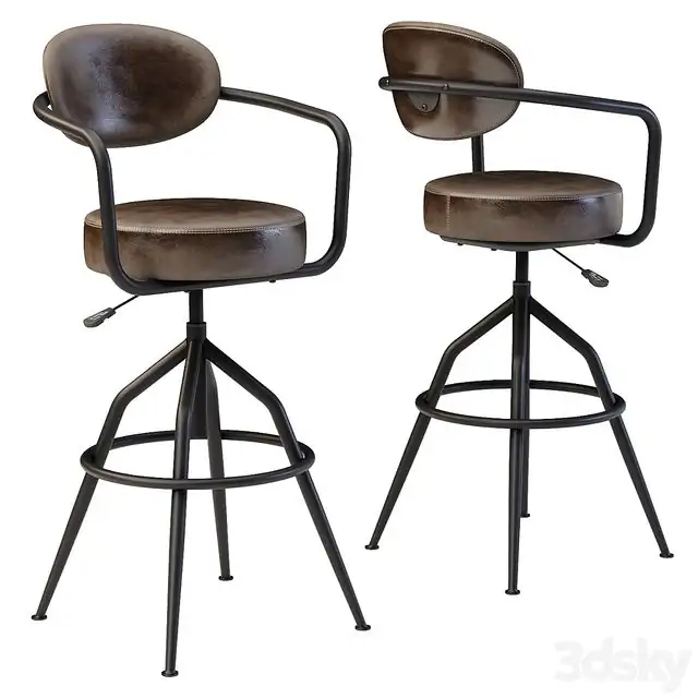 Industrial style swivel bar stool 