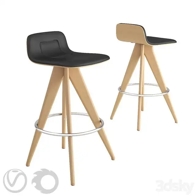 Potocco_Italy_Torso_837_AI_bar_stool_in_black_leather_and_natural 
