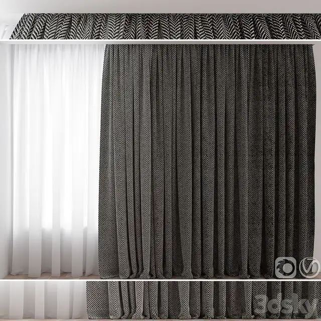 Curtains №3 with ceiling cornice 