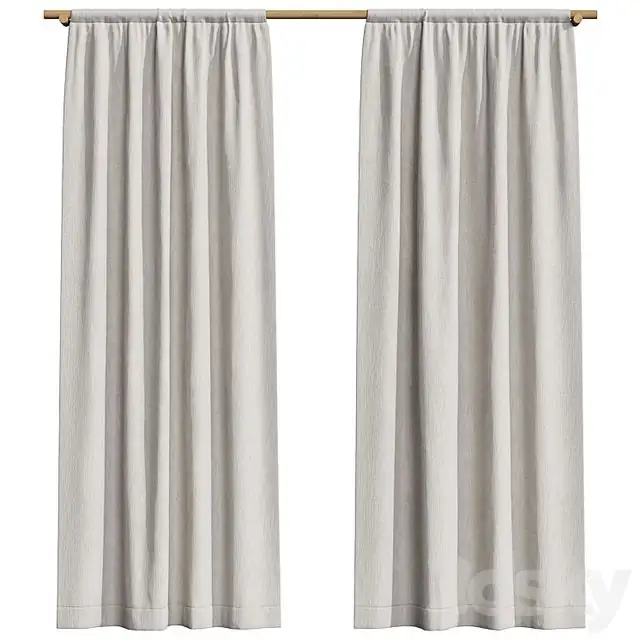 Linen curtains on a wooden cornice 