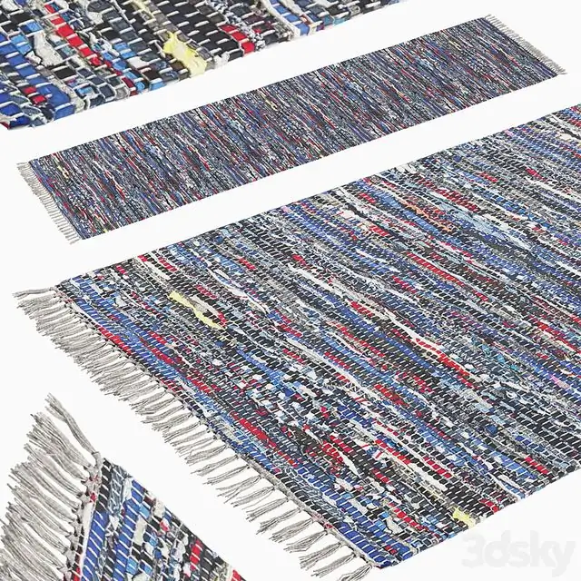 Patterned Woven Mat - Blue 