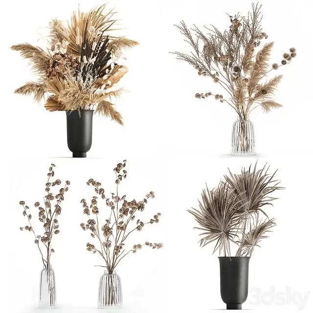 A set of flower bouquets in vases of dried flowers 283 