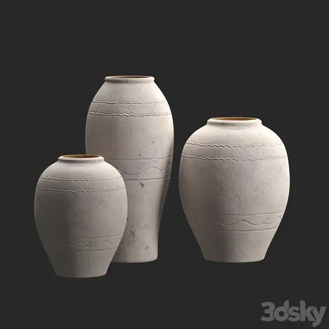 Artisan Hand Painted Terracotta Blue Vases 