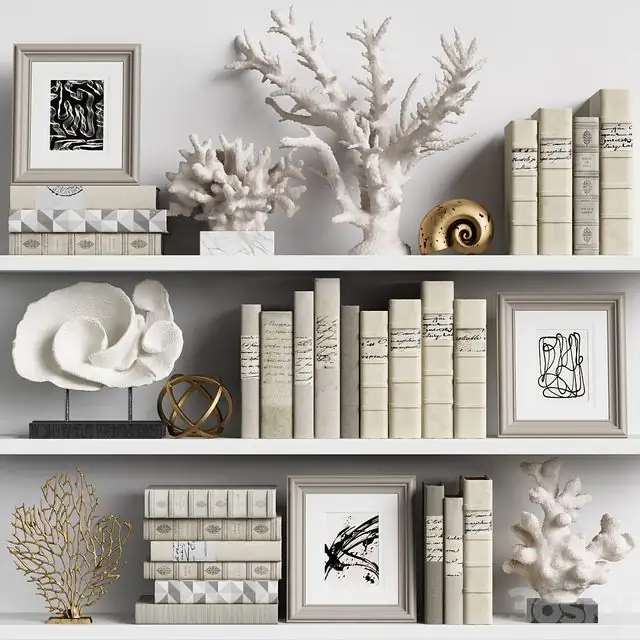 Decor Set 131 (corals, sculptures, books) 