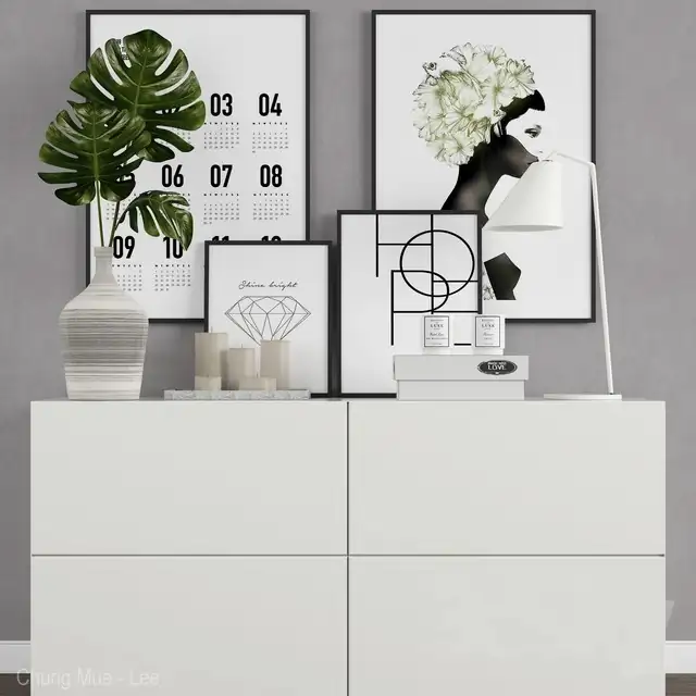 Decoration set 13 (chest of drawers with monstera) 