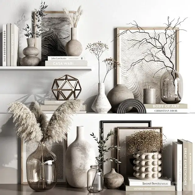 Decorative set 92 (dried flowers, vases and paintings) 