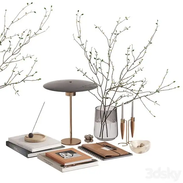 Decorative set with cherry branches 
