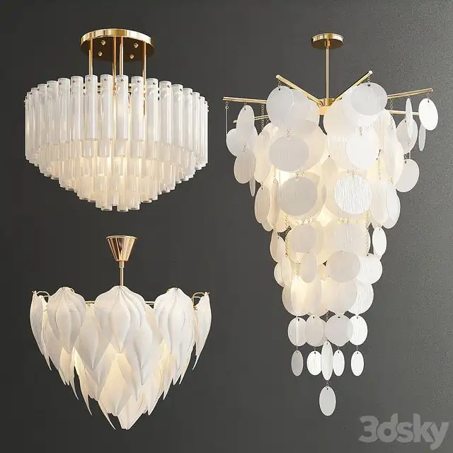 Decorative White Glass Chandelier 
