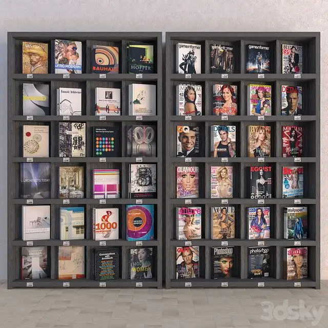 Display Racks with Books and Magazines 