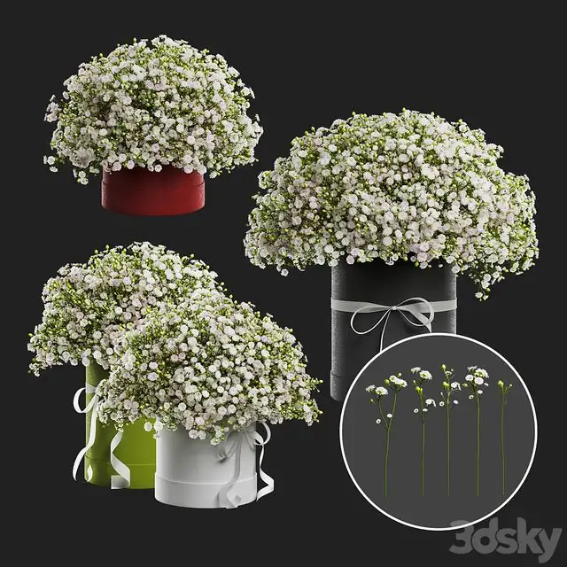 Gypsophila bouquet in a hat box 