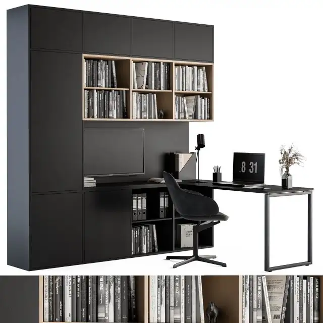 Office Set L Desk With Bookcase 